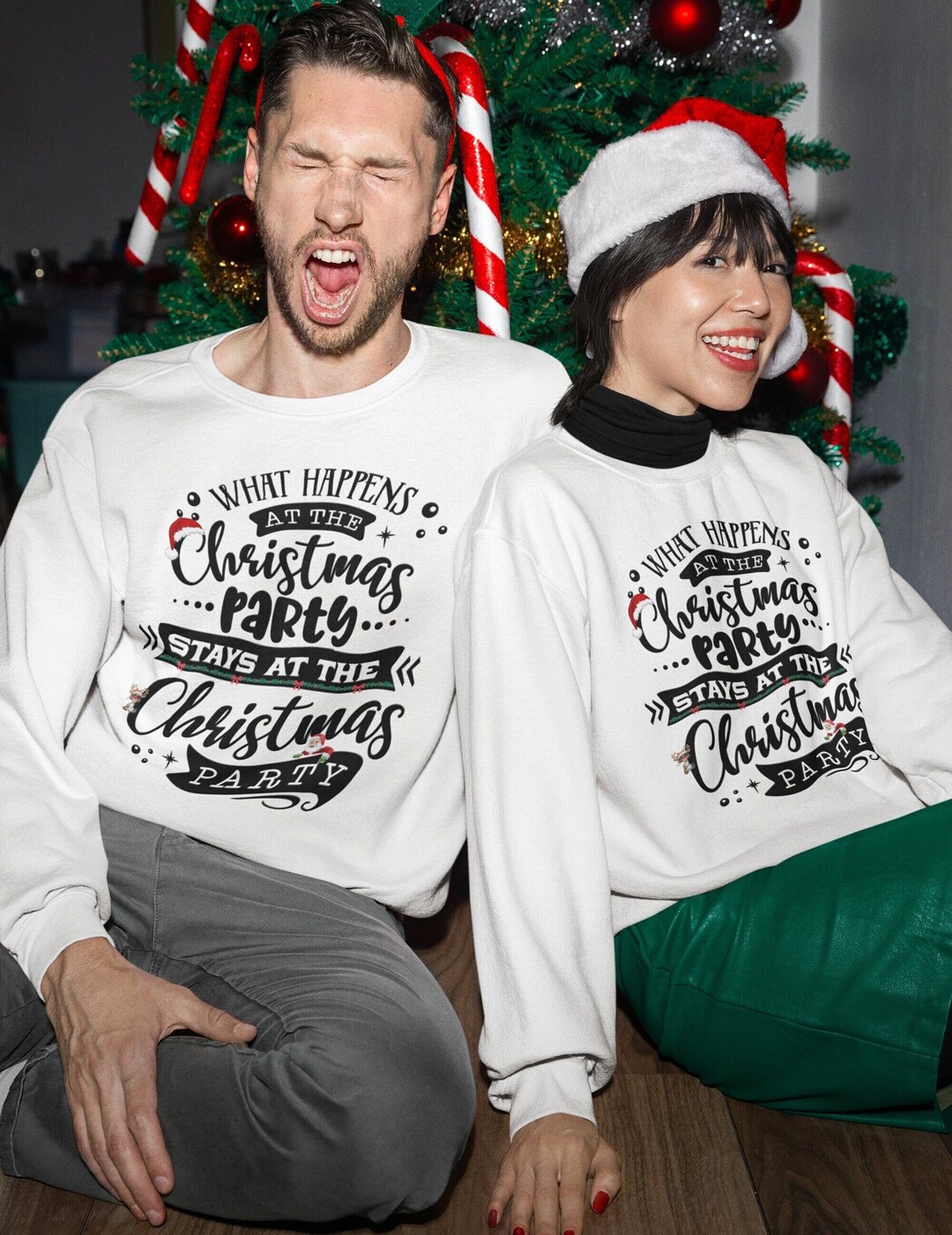 Funny Christmas Party Sweatshirt, What Happens at the Christmas Party