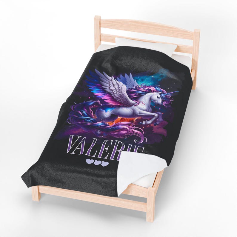 Pegasus Plush Blanket, Personalized Name Velveteen Throw, Cozy Custom Gift for Kids, Fantasy Home Decor, Birthday, Holiday, Nursery image 8