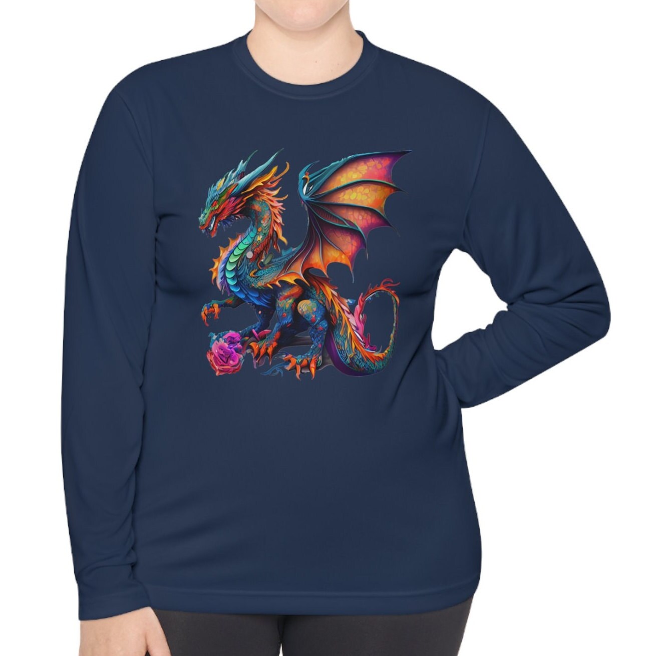 【LMC】 DRAGON LONG SLV TEE Colorful Dragon Lightweight Long Sleeve Shirt, 100% Moisture
