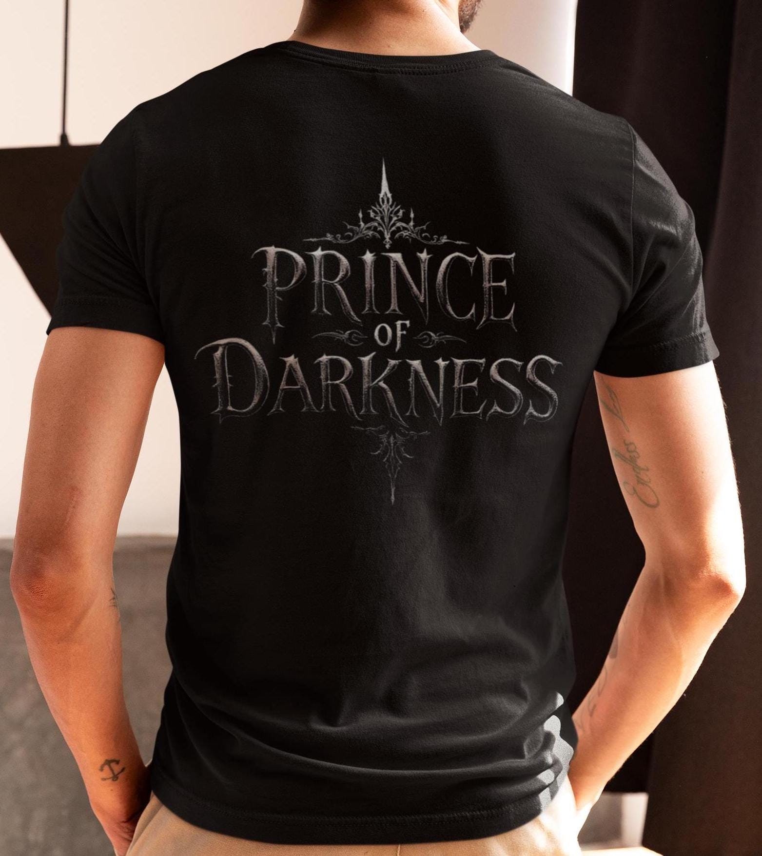Prince of Darkness T-Shirt, Gothic Graphic Tee, Alternative Fashion Shirt, Dark Aesthetic Clothing, Rock Band Merch, Halloween Outfit