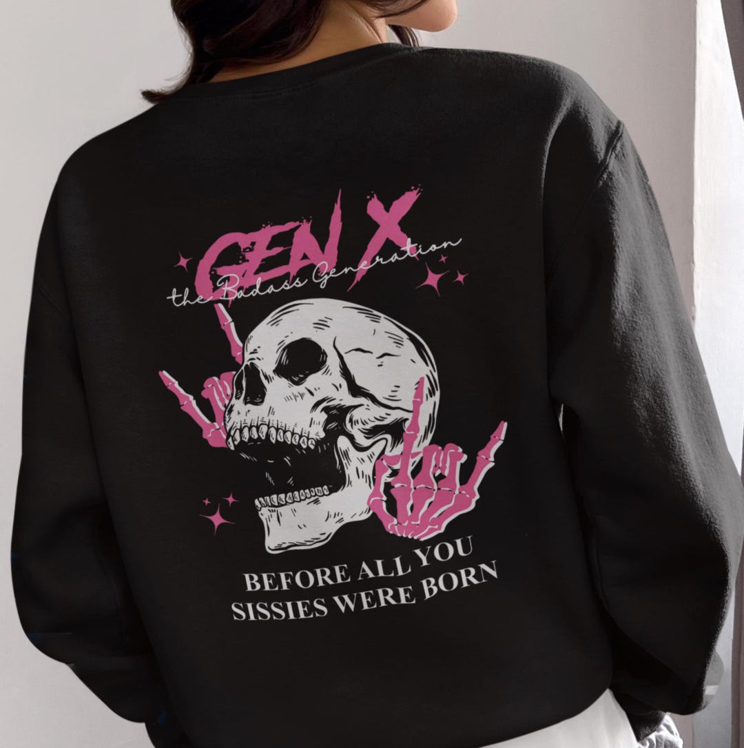 Gen X Skull Sweatshirt, Custom Year Retro Gen X Sweater, Vintage ...