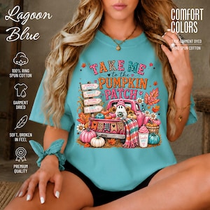 Maglietta Preppy Fall Ghost, Maglietta Pumpkin Patch Comfort Colors, Maglietta Pink Truck Pumpkin, Maglietta Pumpkin Spice, Maglietta Cute Autumn Vibes