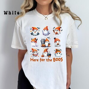 Comfort Colors® Here for the BOOS Ghost T-shirt, Halloween 9 Block Ghost Shirt, Cute Halloween Tee, Trendy Unisex Halloween Ghost Lover Gift image 4