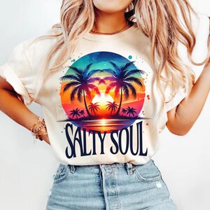 Salty Soul Comfort Colors T-Shirt, Unisex Beach Vibes Tee, Coastal Summer Shirt, Ocean Lover Gift, Vacation Shirt, Surf Aesthetic Tee