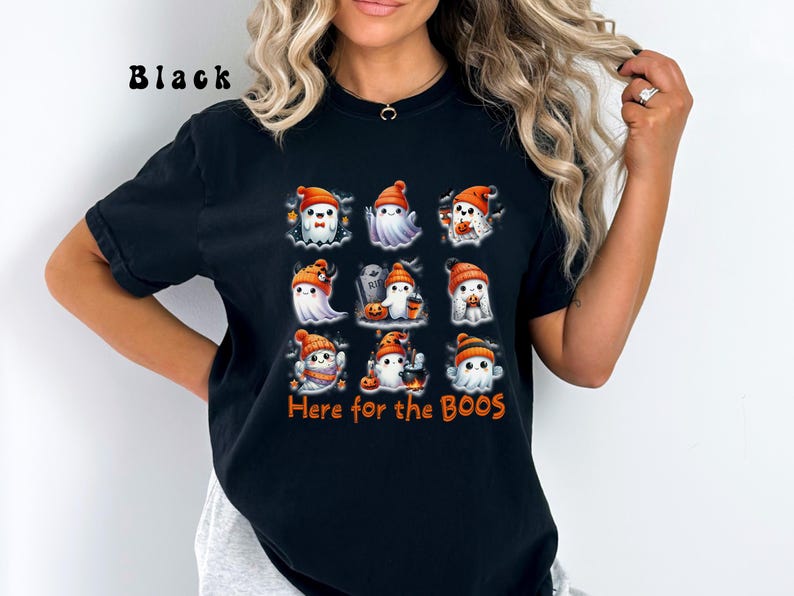 Comfort Colors® Here for the BOOS Ghost T-shirt, Halloween 9 Block Ghost Shirt, Cute Halloween Tee, Trendy Unisex Halloween Ghost Lover Gift image 6