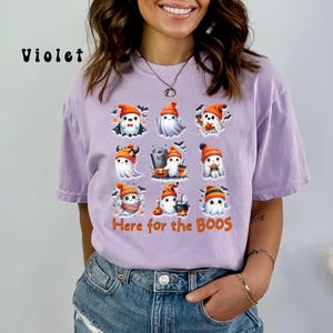 Comfort Colors® Here for the BOOS Ghost T-shirt, Halloween 9 Block Ghost Shirt, Cute Halloween Tee, Trendy Unisex Halloween Ghost Lover Gift image 5
