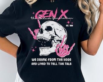 Koszulka Generation X Custom Year Badass Generation, piliśmy z węża i żyliśmy, prezent dla entuzjastów generacji X, klimat retro, wzór czaszki