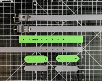 3 in 1 Dog Collar Template made for BioThane® (Hardware Style Buckle + D Ring or Keeper) Double Bar / Roller Buckle / Adjustment Strap