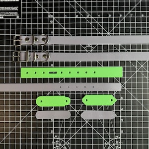 3 in 1 Dog Collar Template made for BioThane® (Hardware Style Buckle + D Ring and Keeper) Double Bar / Roller Buckle / Adjustment Strap.