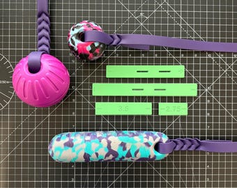 Braided Dog Tug Ball / Bumper Template for use with Standard Beta® BioThane®  (Choice of Braid Length and BioThane® Width) (4pcs)
