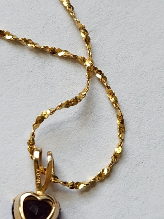 14K Solid Gold Amethyst Pendant Necklace- 1.29 Gr… - image 5