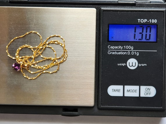14K Solid Gold Amethyst Pendant Necklace- 1.29 Gr… - image 10