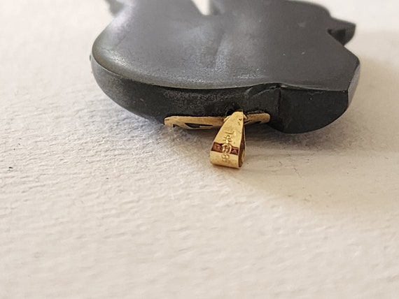 14K Solid Gold Ruby Hematite Elephant Pendant - image 7