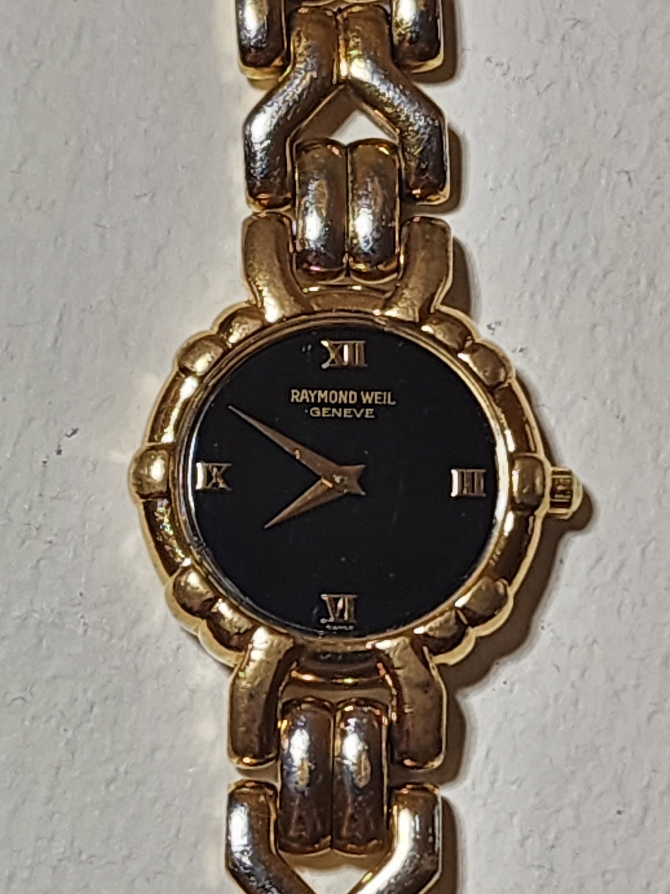 Raymond Weil Vintage Gold-tone Black Dial Swiss Quartz Watch