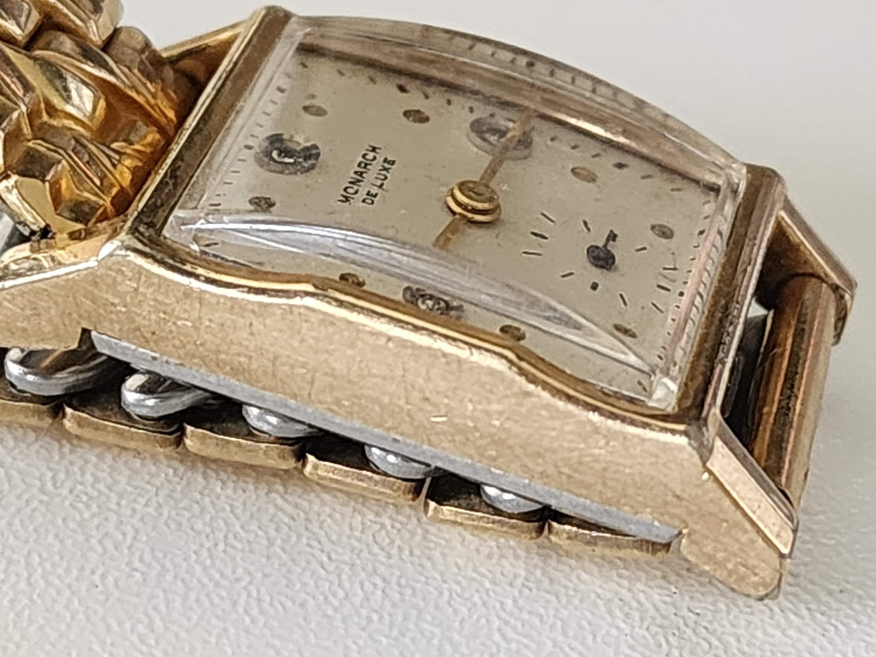 Womens Vintage Monarch Manual Wind Swiss Made Gold Tone Rhinestone Watch Runs Monarch De Luxe Vintage Gold-tone Manual Swiss Watch - Etsy main image 3