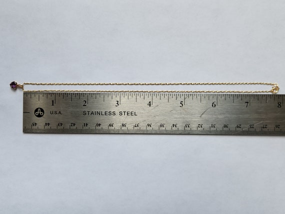 14K Solid Gold Amethyst Pendant Necklace- 1.29 Gr… - image 9