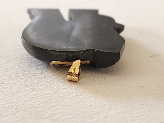 14K Solid Gold Ruby Hematite Elephant Pendant - image 8