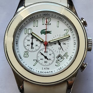 Lacoste Vintage White Dial Date Chronograph Swiss Quartz Watch-LC.11.3.19.0074