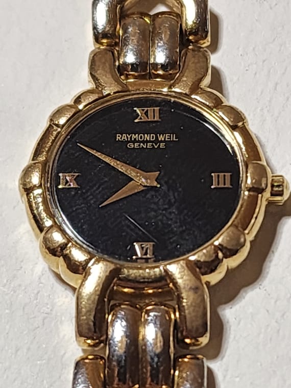 Raymond veil時計 Raymond Weil Vintage Gold-tone Black Dial Swiss Quartz Watch