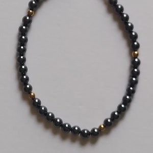 14K Solid Yellow Gold Hematite Beaded Bracelet