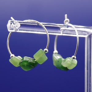 Orecchini a cerchio di pepite di nefrite, argento sterling, riempito in oro, pietra preziosa genuina, regalo di compleanno, regalo per le donne