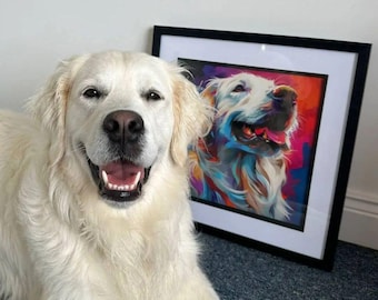 Custom Pet Portrait, Unique Dog Art Print, Dog Memorial Gift
