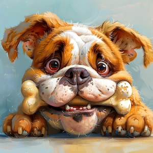 Whimsical Dog Illustrations 24 Digital Art Playful Cartoon-Style Dogs with Bones High-Resolution Instant Download Funny dog breed pictures