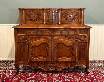 Antique French Buffet Sideboard Server Cupboard Panetiere Highly Carved Oak