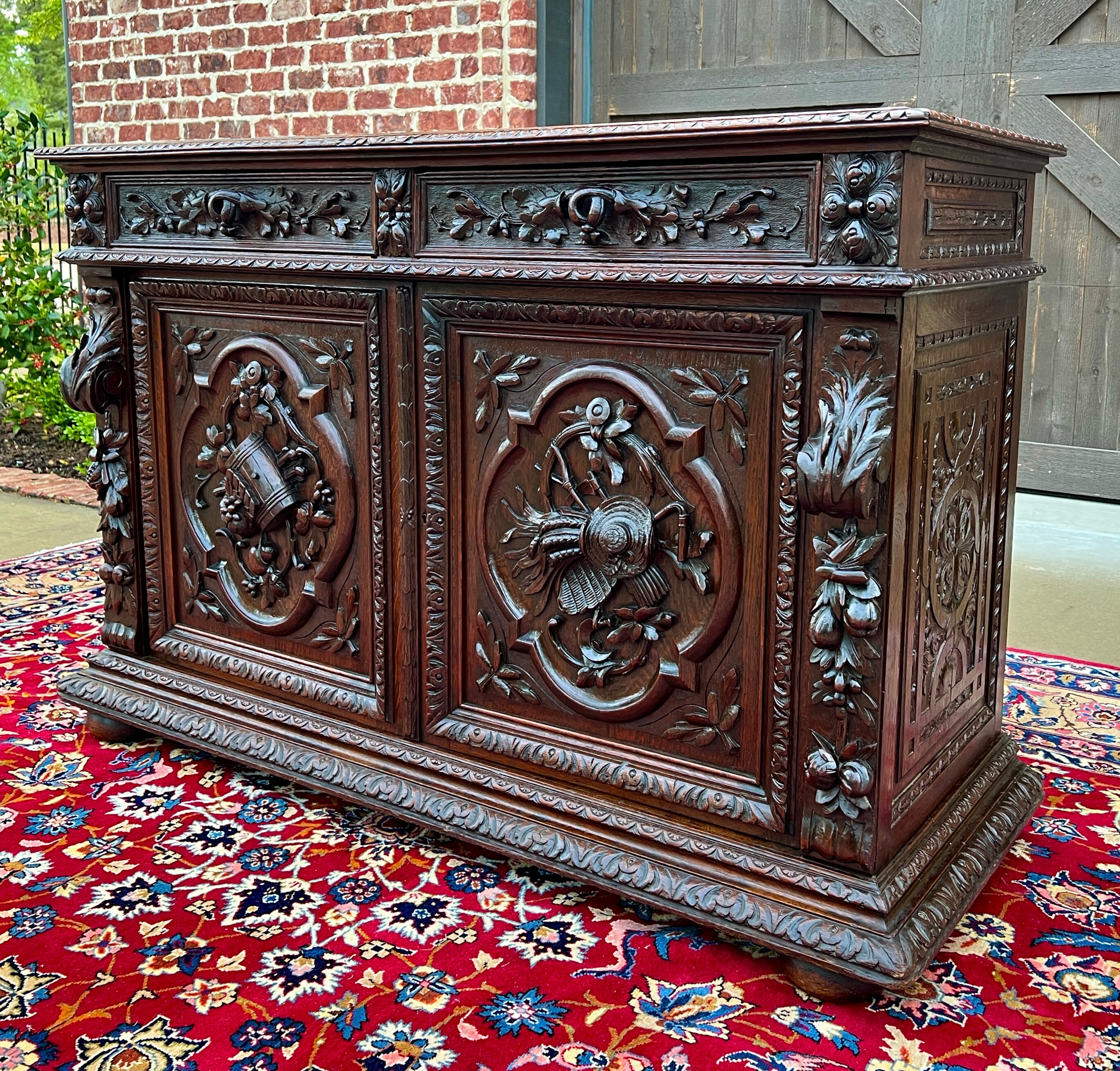 家具 antique furniture Antique French Server Sideboard Buffet Hunt Harvest Cabinet Black