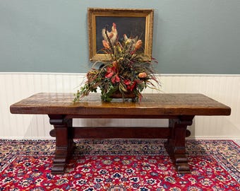 Antique French Dining Farmhouse Refectory Monastery Table Trestle Base Mid 19thC