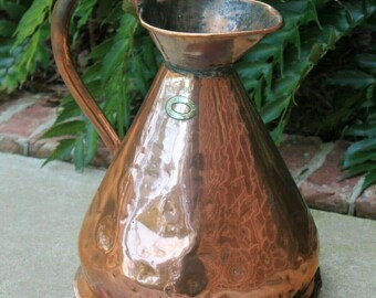 Antique English Copper FLAGON Jug Vessel Pitcher Hallmark #2 c. 1900