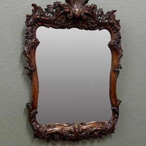 Antique French Rococo Mirror Framed Hanging Wall Mirror