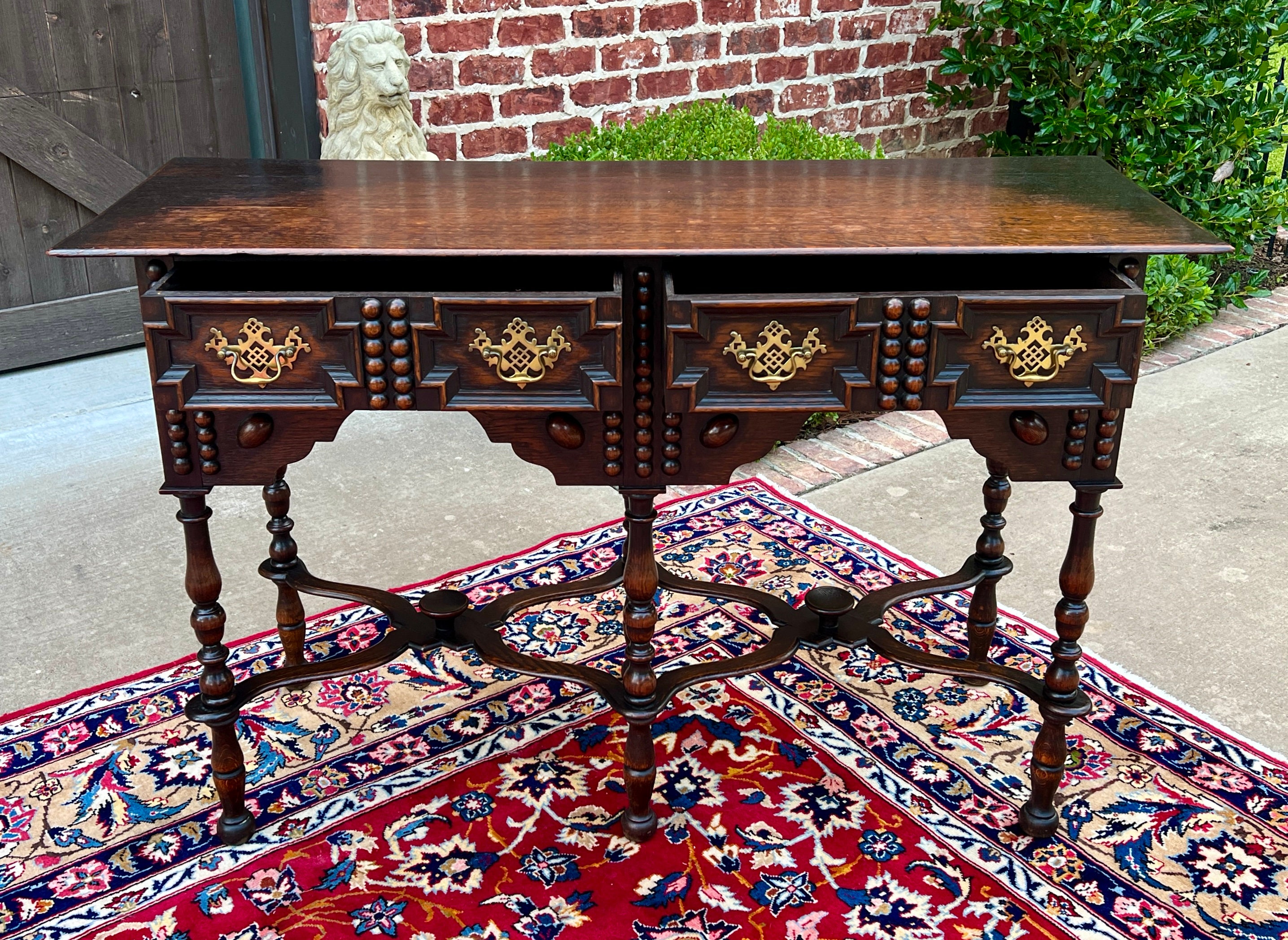 Antique English Table Hall Entry Console Sofa Table Oak William & Mary ...