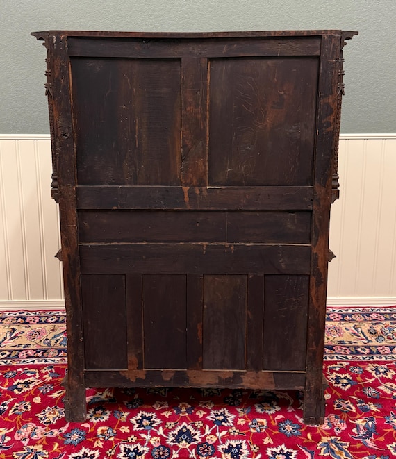 Antique French Gothic Sacristy Vestry Altar Wine Cabinet Bar