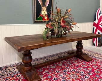 Antique French Dining Farmhouse Monk Refectory Monastery Table Baluster Pedestal