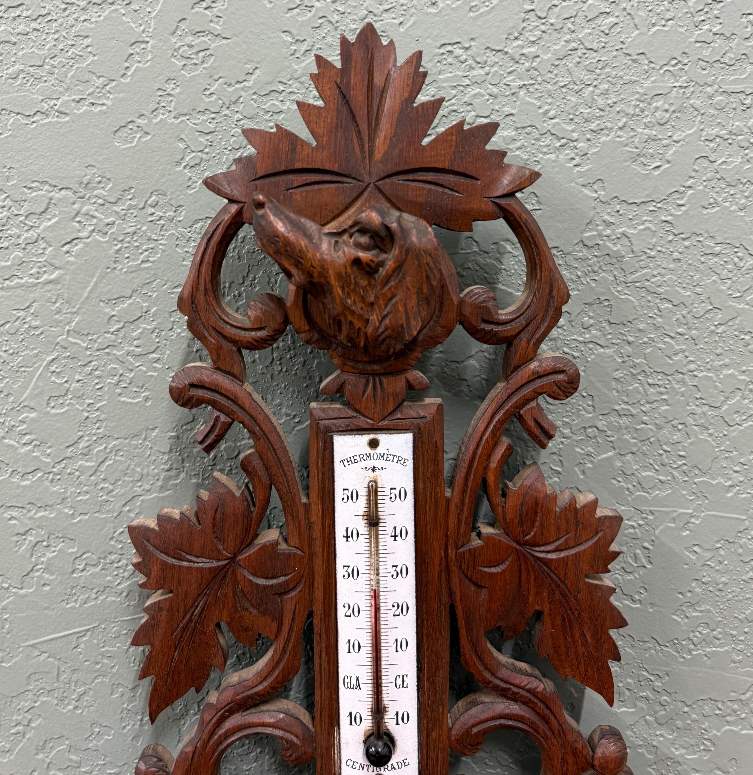 Antique French Black Forest Barometer Thermometer Hound Dogs Birds ...