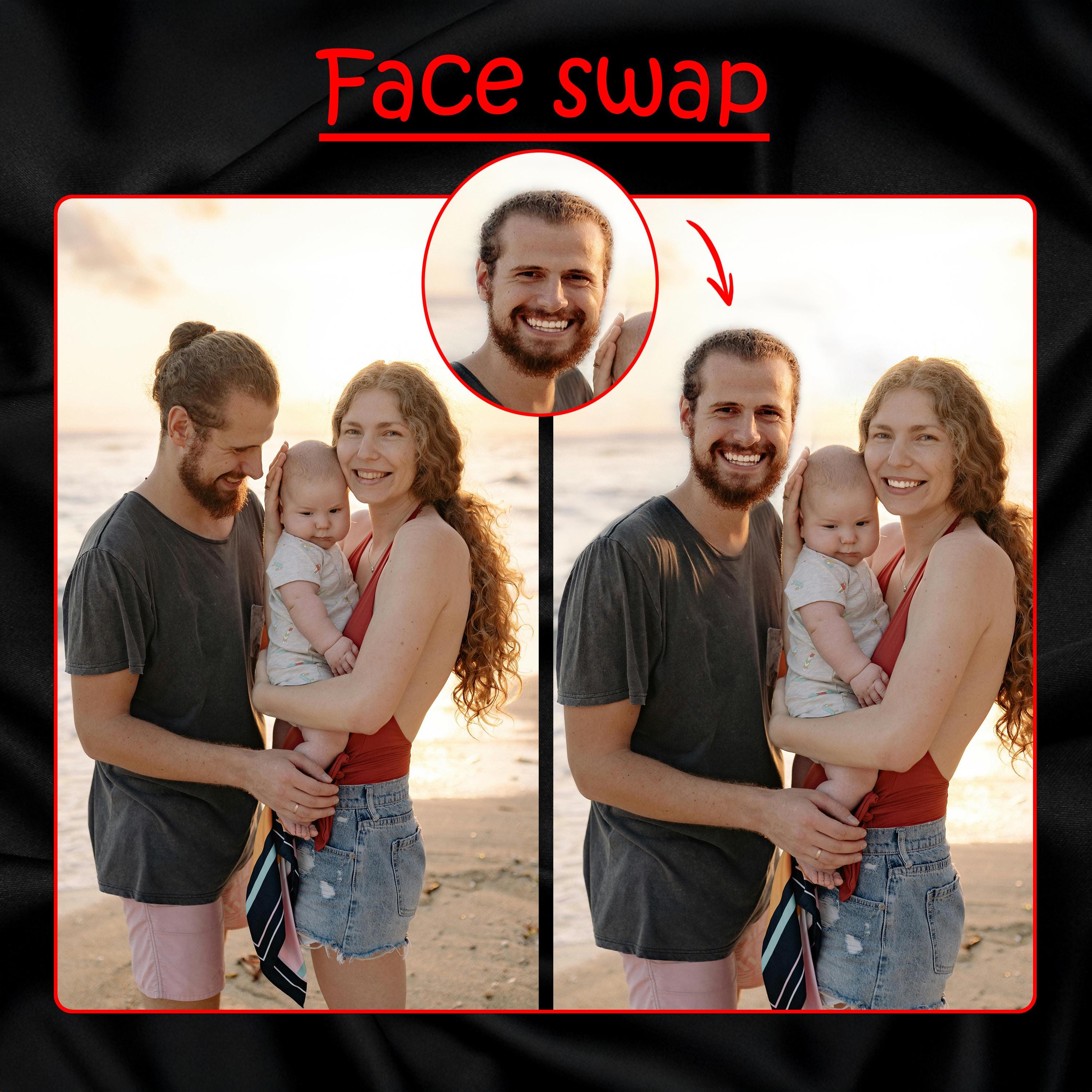 Professional Face Swap & Photo Editing Service - Perfect for Family Photos and Image Correction. (Bulk order- 6+2)