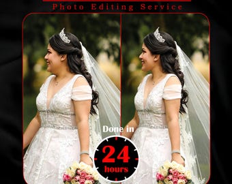Wedding Photo Retouching- Bride Pose Editing- Wedding Body Slimming-Arm and Chin Contour- Fix Lighting- Color Image Edit- Photoshop Service