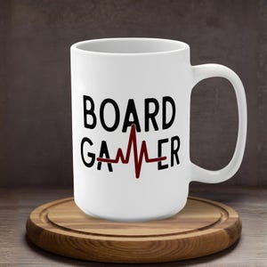 Funny Board Gamer Heartbeat Mug | Tabletop Game ECG Coffee Cup | 15oz Mug