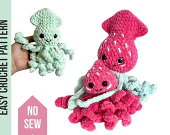 Squids 3in1 Plüsch Häkelanleitung, Amigurumi Spielzeug, no SEW easy Häkelanleitung