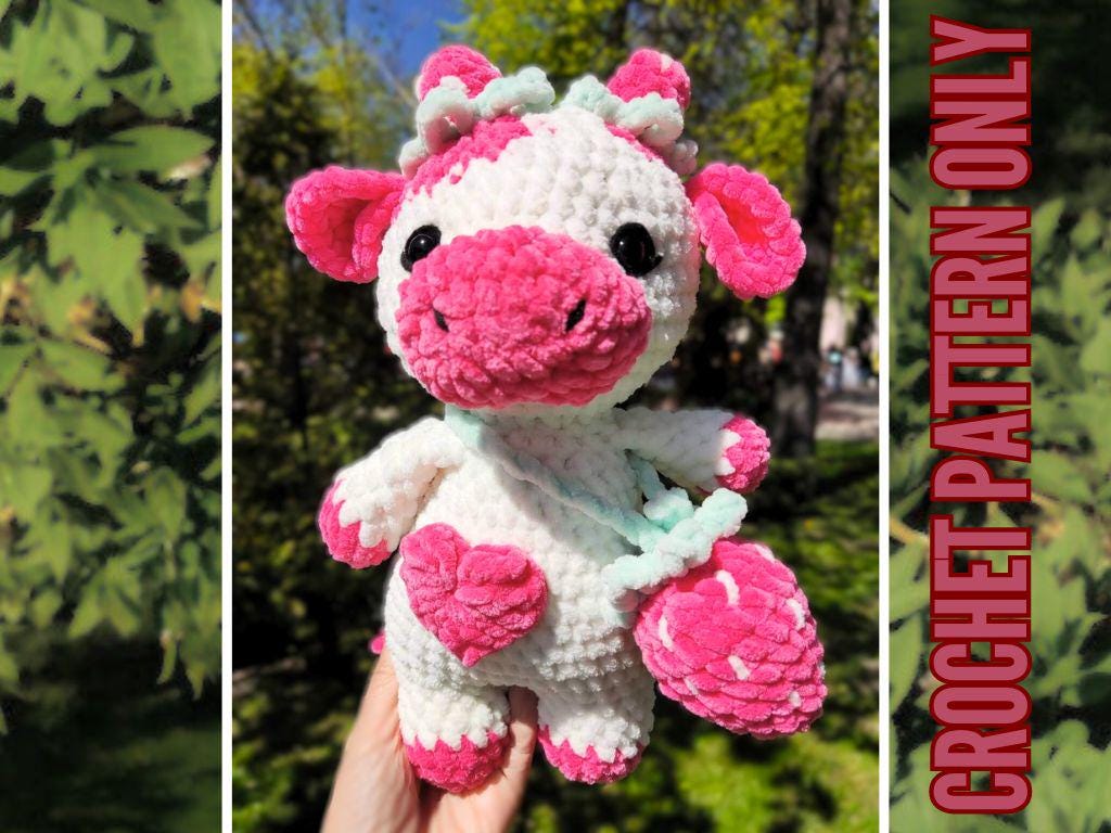 23 Adorable Cow Plush Crochet Patterns for Farmhouse Decor, Gifts, and Cozy Displays 5 Strawberry cow plushie