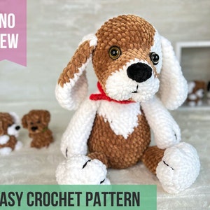 Puppy Crochet PATTERN, plush puppy keychain NO SEW easy crochet pattern
