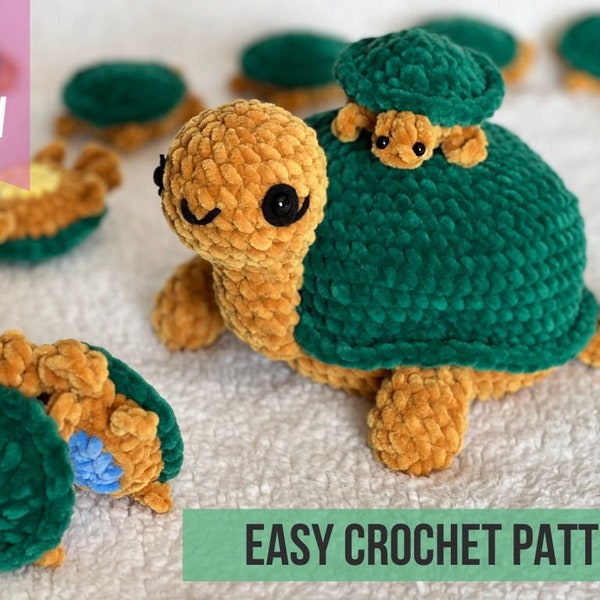 Tortue en peluche Memory game Crochet PATTERN pdf, NO SEW easy crochet pattern