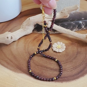 Garnet Beads Choker Necklace | Summer Jewelry Birthstone Necklace | Delicate Minimalist Seed Bead Choker | Skinny Layering Necklace Choker