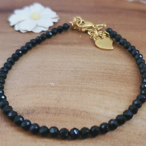 Natural Black Onyx Bracelet Anxiety Relief | Gemstone Jewelry Bracelet | Gemstone Bead Bracelet | Beads Cutting Bracelets