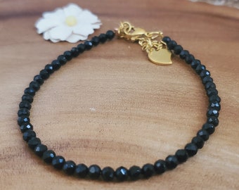 Black Onyx Anxiety Relief Bracelet – Adjustable Gold Grounding Crystal