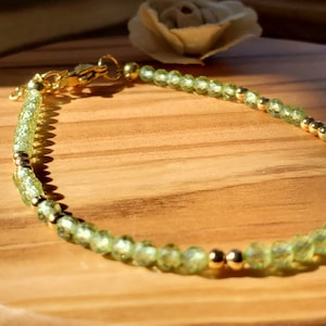 Peridot Bracelet Women, Green Peridot Gemstone Jewelry, Adjustable Crystal Bracelet, August Birthstone Bracelet, Chakra Healing Jewelry Gift