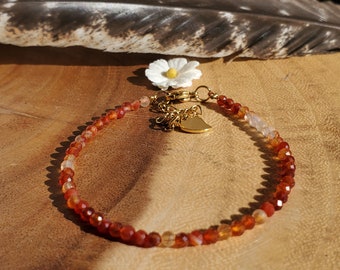 Carnelian Energy Bracelet 3mm – Adjustable Gold Confidence Crystal
