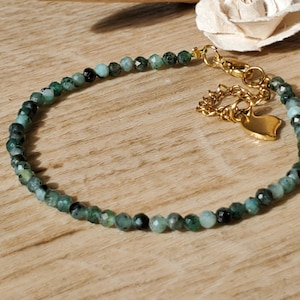 Emerald Bracelet for Women  | Solid Green Healing Bracelet | Minimalist Emerald Bracelet | Genuine Emerald Bracelet | May Birthstone.