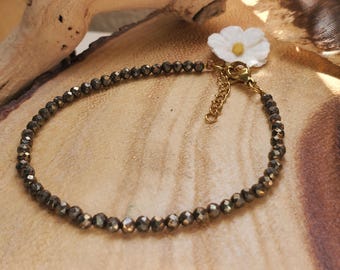 Pyrite Good Luck Bracelet – Adjustable Gold Prosperity Crystal Jewelry